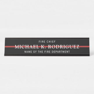 Firefighter Thin Red Line Fire Rescue Department Desk Name Plate