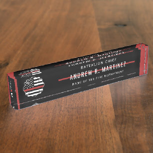 Firefighter Thin Red Line Fire Rescue Department Nameplate