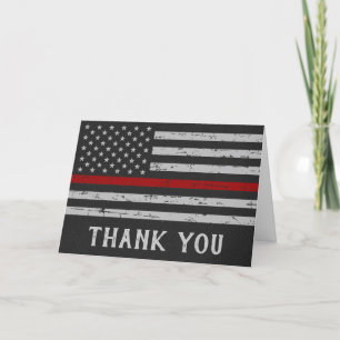 Firefighter Thin Red Line Fireman Thank You Card