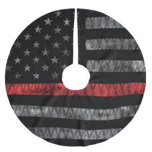 Firefighter Thin Red Line Flag Brushed Polyester Tree Skirt