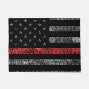 Firefighter Thin Red Line Flag Doormat