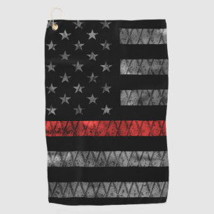 Firefighter Thin Red Line Flag Golf Towel