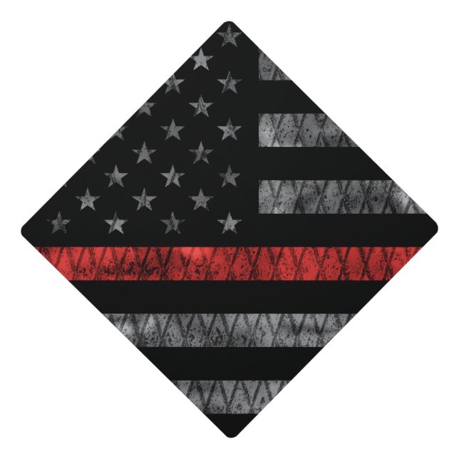 Firefighter Thin Red Line Flag Graduation Cap Topper (Front)