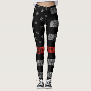 Firefighter Thin Red Line Flag Leggings