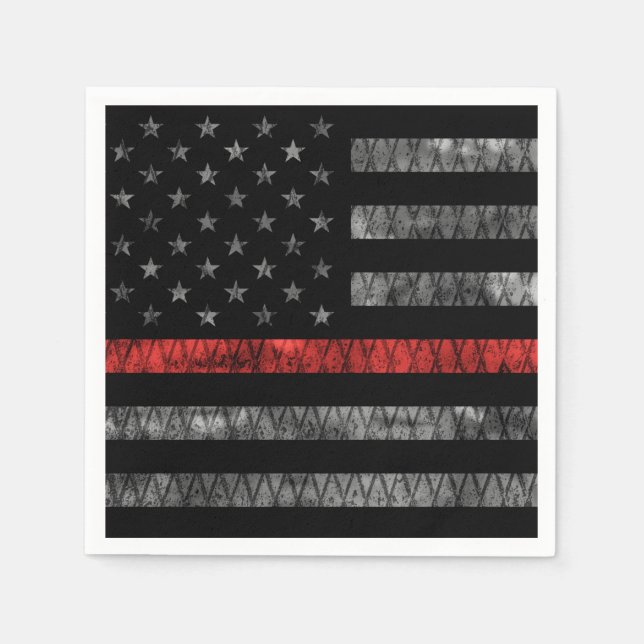 Firefighter Thin Red Line Flag Napkin (Front)