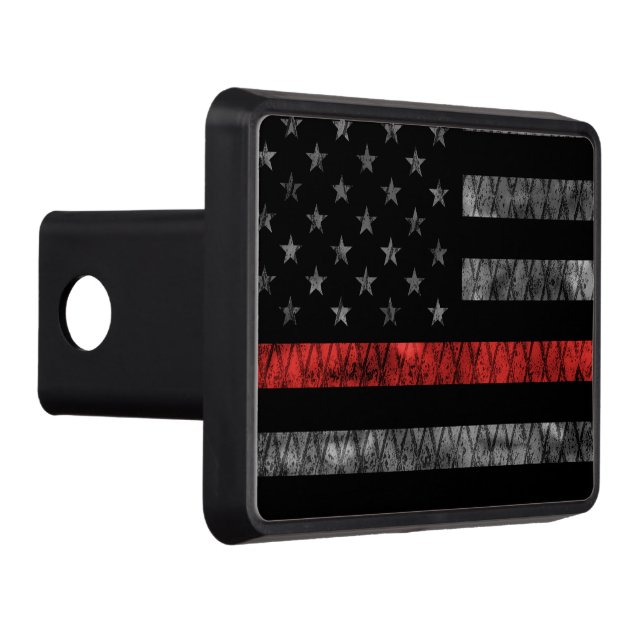 Firefighter Thin Red Line Flag Trailer Hitch Cover (Right)