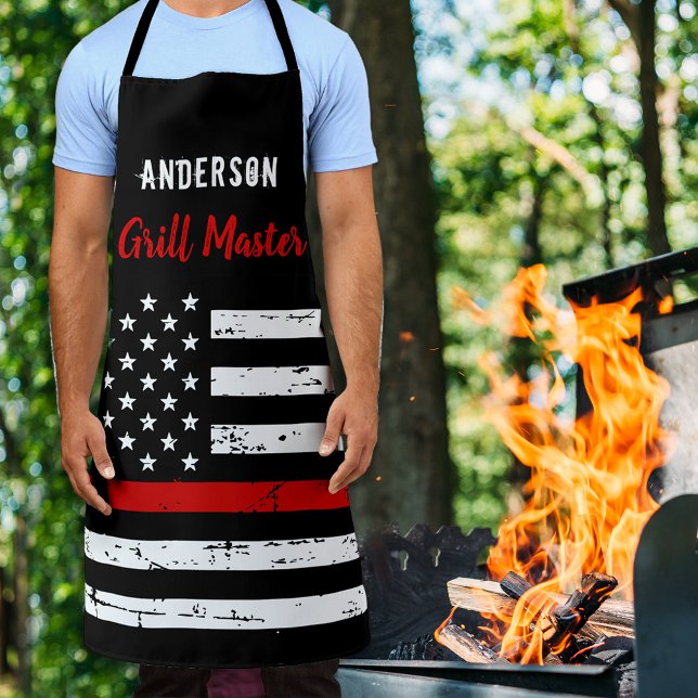 Firefighter Thin Red Line Grill Master BBQ Apron (Creator Uploaded)