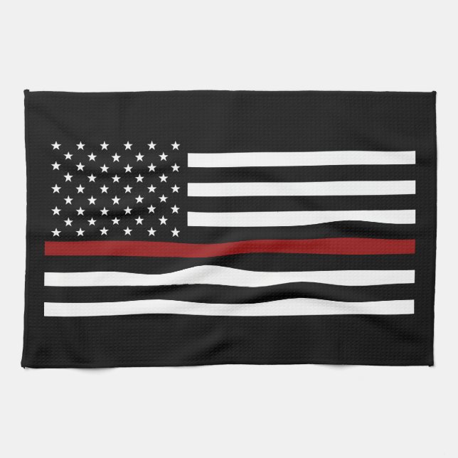 Firefighter Thin Red Line Kitchen Towel 16" x 24" (Horizontal)