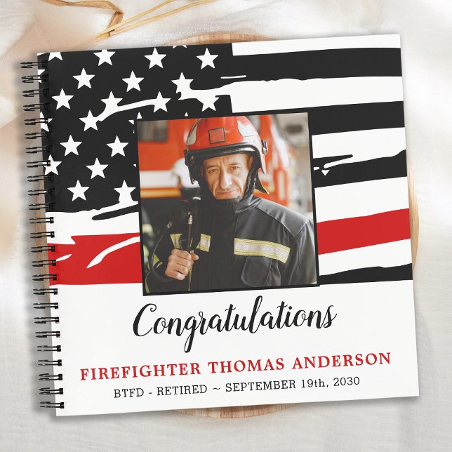 Firefighter Thin Red Line Retirement Photo Guest Notebook (Creator Uploaded)
