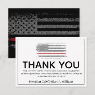 FireFighter Thin Red Line Thank You Bereavement