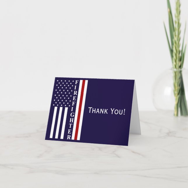 Firefighter Thin Red Line Thank You Card (Front)