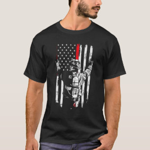 Firefighter Thin Red Line Us American Flag Patriot T-Shirt