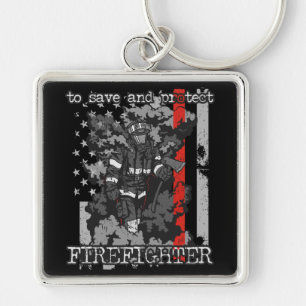 Firefighter To Save and Protect Keychain