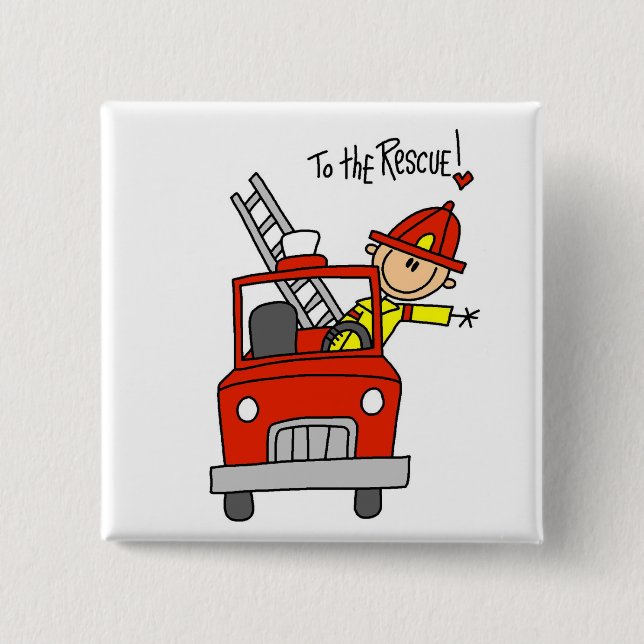 Firefighter To the Rescue Tshirts and Gifts 2 Inch Square Button (Front)