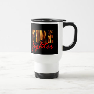 Firefighter travel mug on black background
