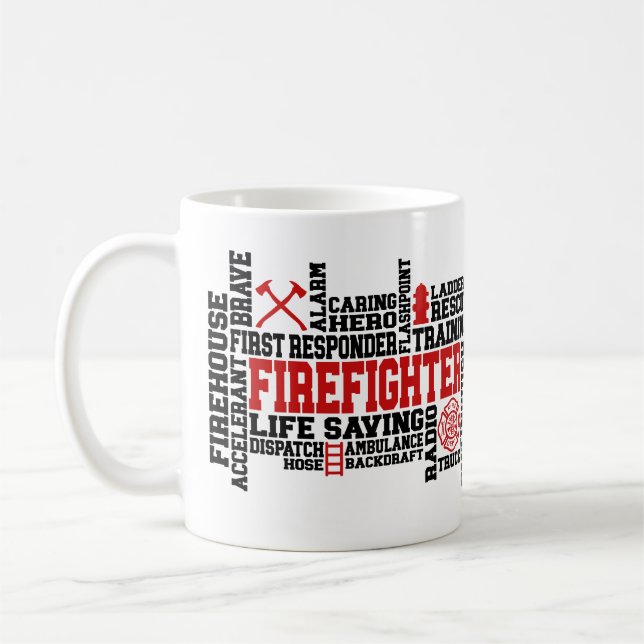 Firefighter Tribute With American Flag  Coffee Mug (Left)