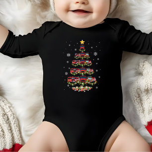 Firefighter Truck Christmas Tree Baby Bodysuit