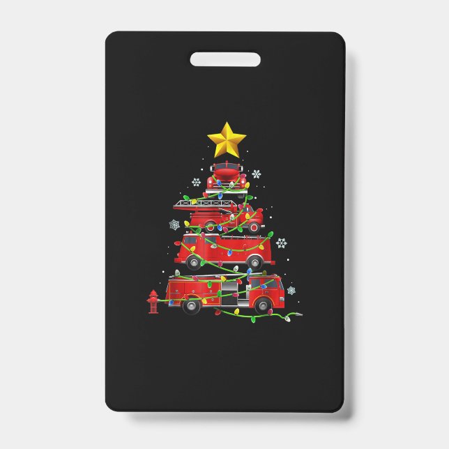 Firefighter Truck Christmas Tree Men Women Badge (Front)