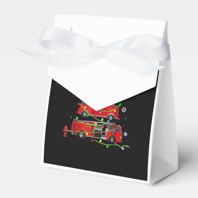 Firefighter Truck Christmas Tree Men Women Favor Box (Front Side)