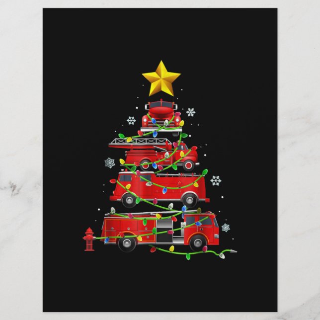 Firefighter Truck Christmas Tree Men Women Flyer (Front)