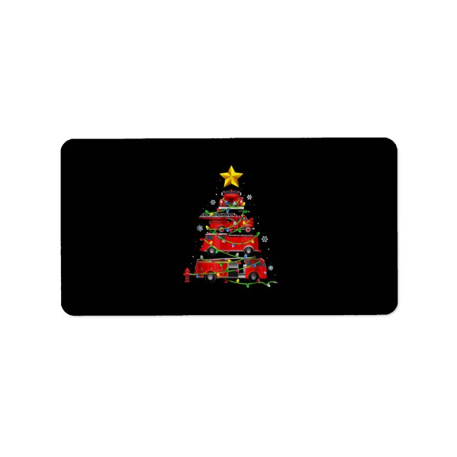 Firefighter Truck Christmas Tree Men Women Label (Front)