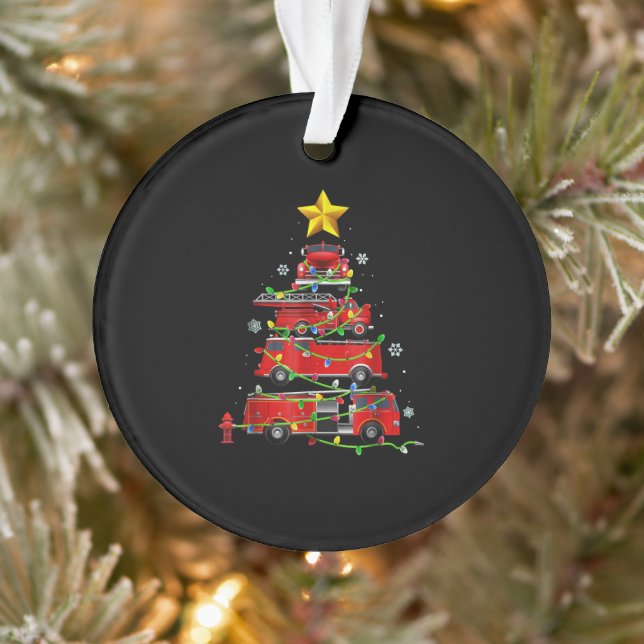 Firefighter Truck Christmas Tree Men Women Ornament (Tree)