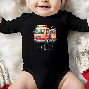 Firefighter Truck Cute Fireman Baby Bodysuit