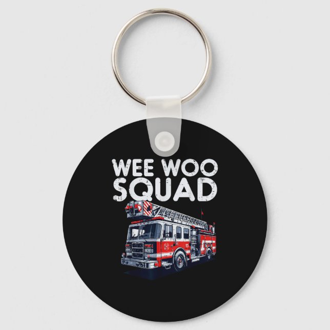 Firefighter Truck Wee Woo Squad Fireman Men Boys K Keychain (Front)