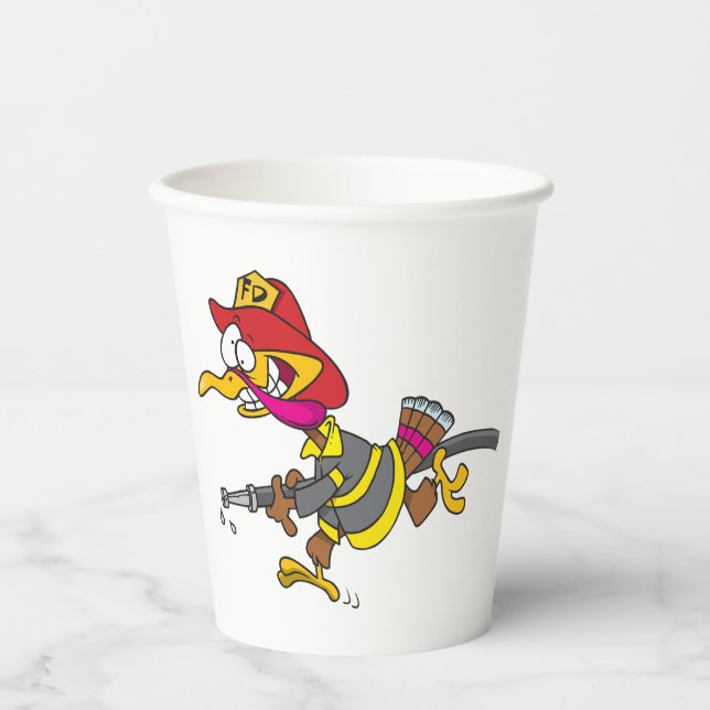 Firefighter Turkey with Hose Paper Cups (Front)