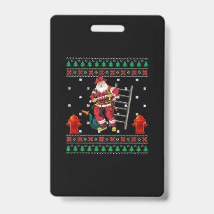 Firefighter Ugly Christmas Sweater Xmas Boys Girls Badge