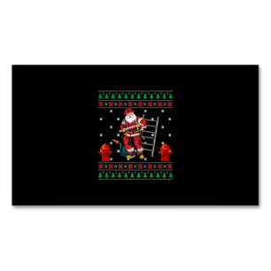Firefighter Ugly Christmas Sweater Xmas Boys Girls Magnetic Business Card