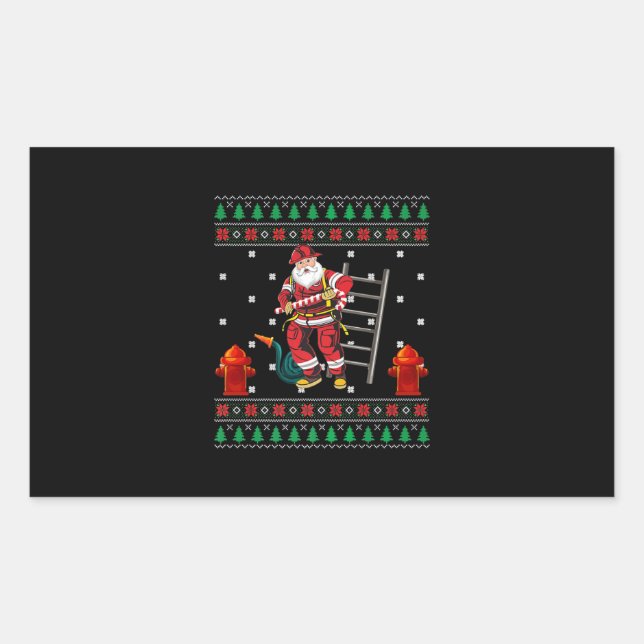 Firefighter Ugly Christmas Sweater Xmas Boys Girls Sticker (Front)