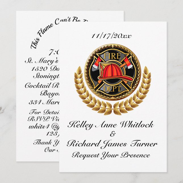 Firefighter Wedding Invitation (Front/Back)