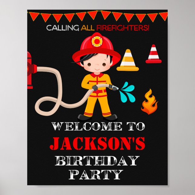 Firefighter welcome party sign Firefighter poster (Front)
