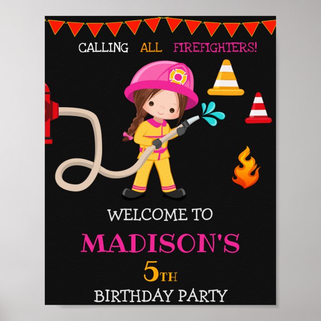 Firefighter welcome party sign Girl Firefighter (Front)