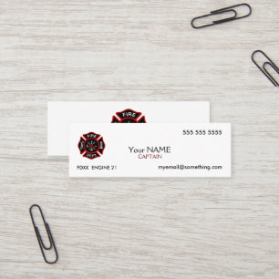 Firefighter White Mini Business Card