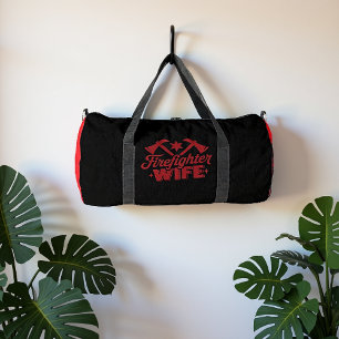 Firefighter Wife Axes Stars Design Duffle Bag
