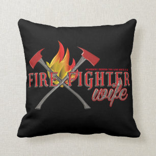FIREFIGHTER WIFE Crossed Axes (Glass Efffect) Throw Pillow