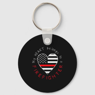 Firefighter Wife Girlfriend - Thin Red Line Heart Keychain