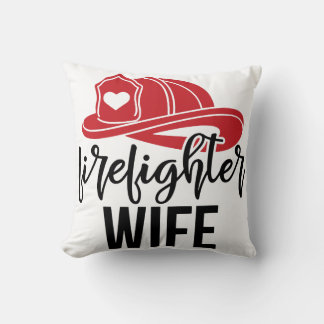 FIREFIGHTER WIFE with HELMET [16] Throw Pillow