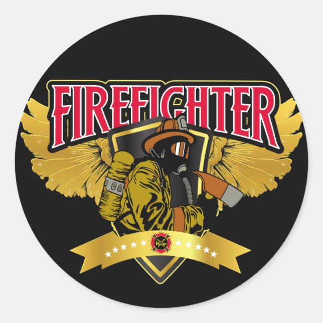 Firefighter Wings Classic Round Sticker (Front)