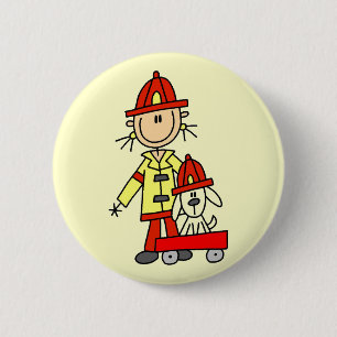 Firefighter with Dalmation Tshirts and Gifts 2 Inch Round Button