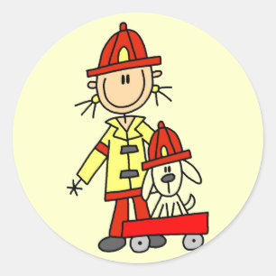 Firefighter with Dalmation Tshirts and Gifts Classic Round Sticker