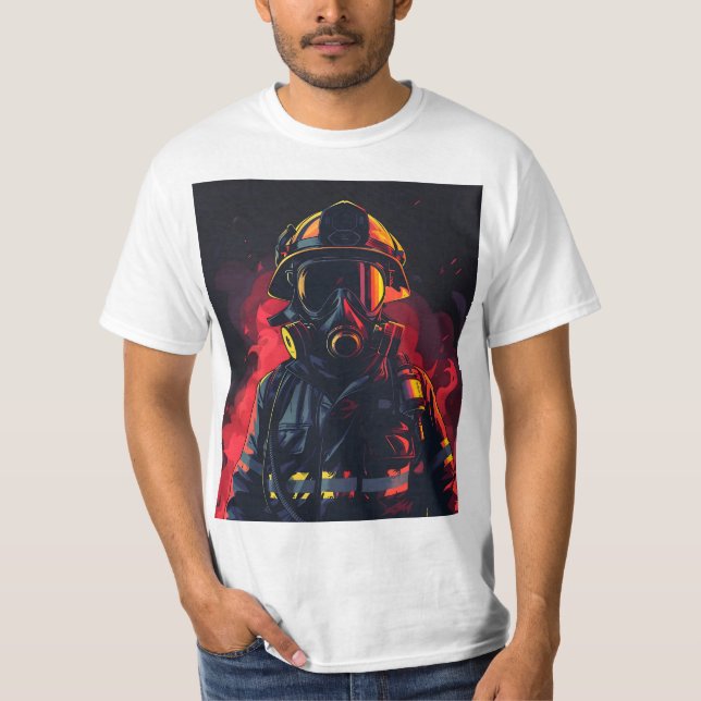 Firefighter with Dark Background T-Shirt (Front)