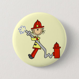 Firefighter with Hose Tshirts and Gifts 2 Inch Round Button