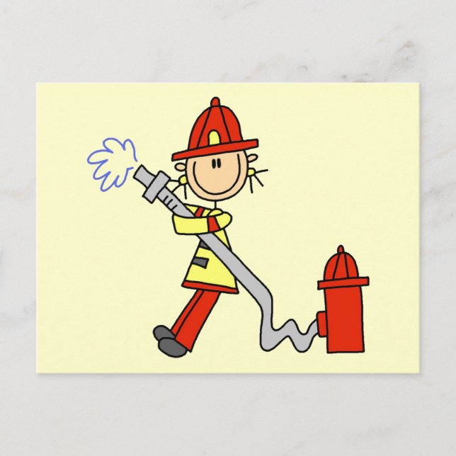 Firefighter with Hose Tshirts and Gifts Postcard (Front)