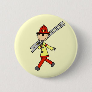 Firefighter with Ladder Tshirts and Gifts 2 Inch Round Button