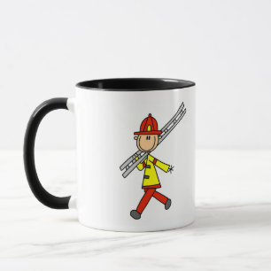 Firefighter with Ladder Tshirts and Gifts Mug