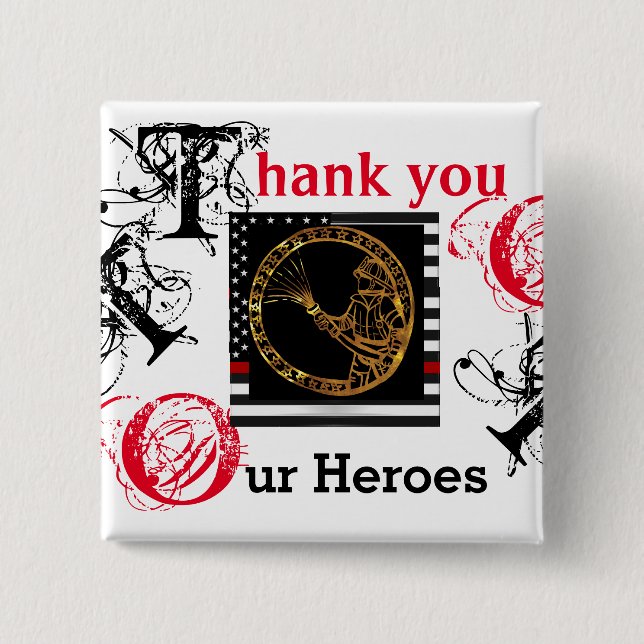 FIREFIGHTERS  2 INCH SQUARE BUTTON (Front)