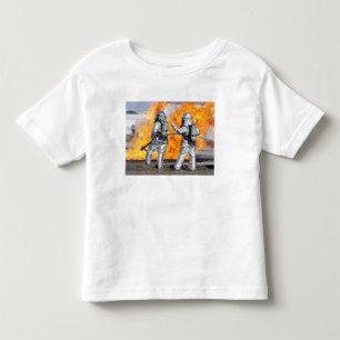 Firefighters battle a simulated fire toddler t-shirt